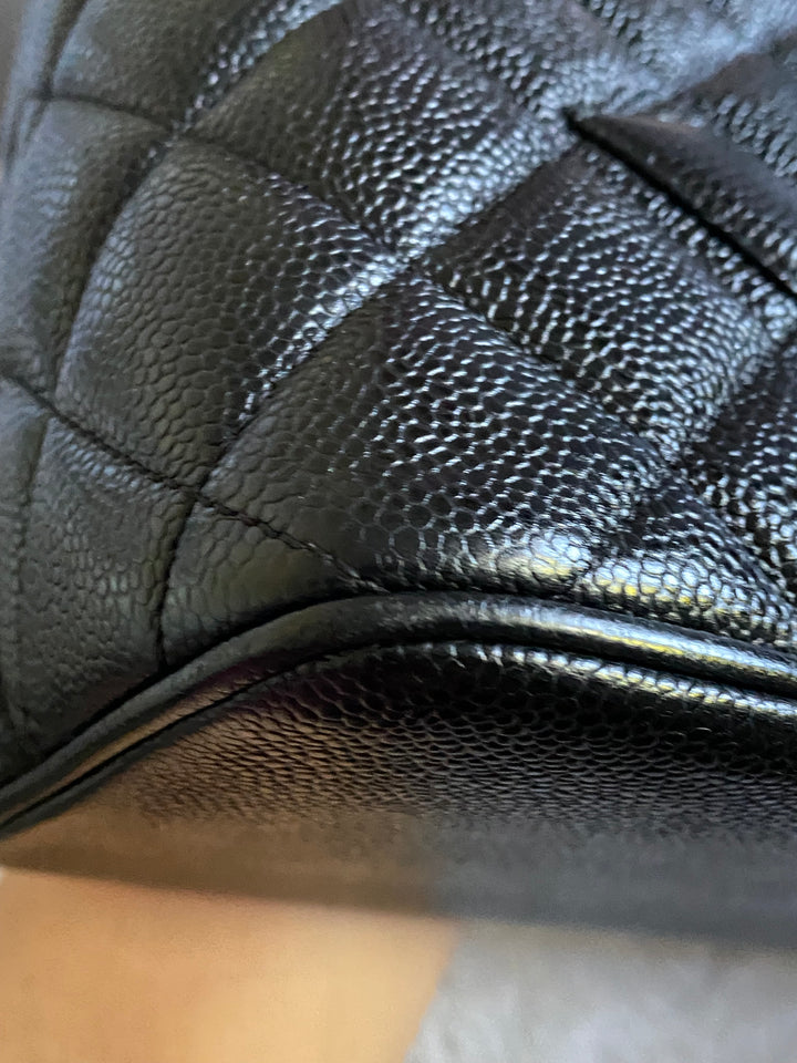 Chanel series 7 Vintage 2002-2003 Black Caviar GHW Medallion Tote Bag