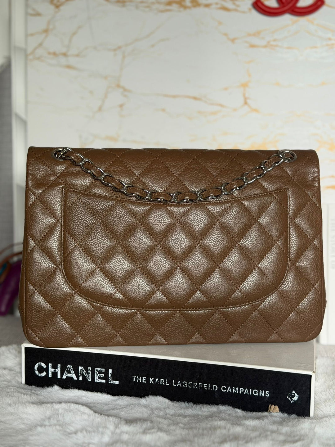 CHANEL series 15 Brown Caviar SHW Jumbo Classic Double Flap Bag 2011