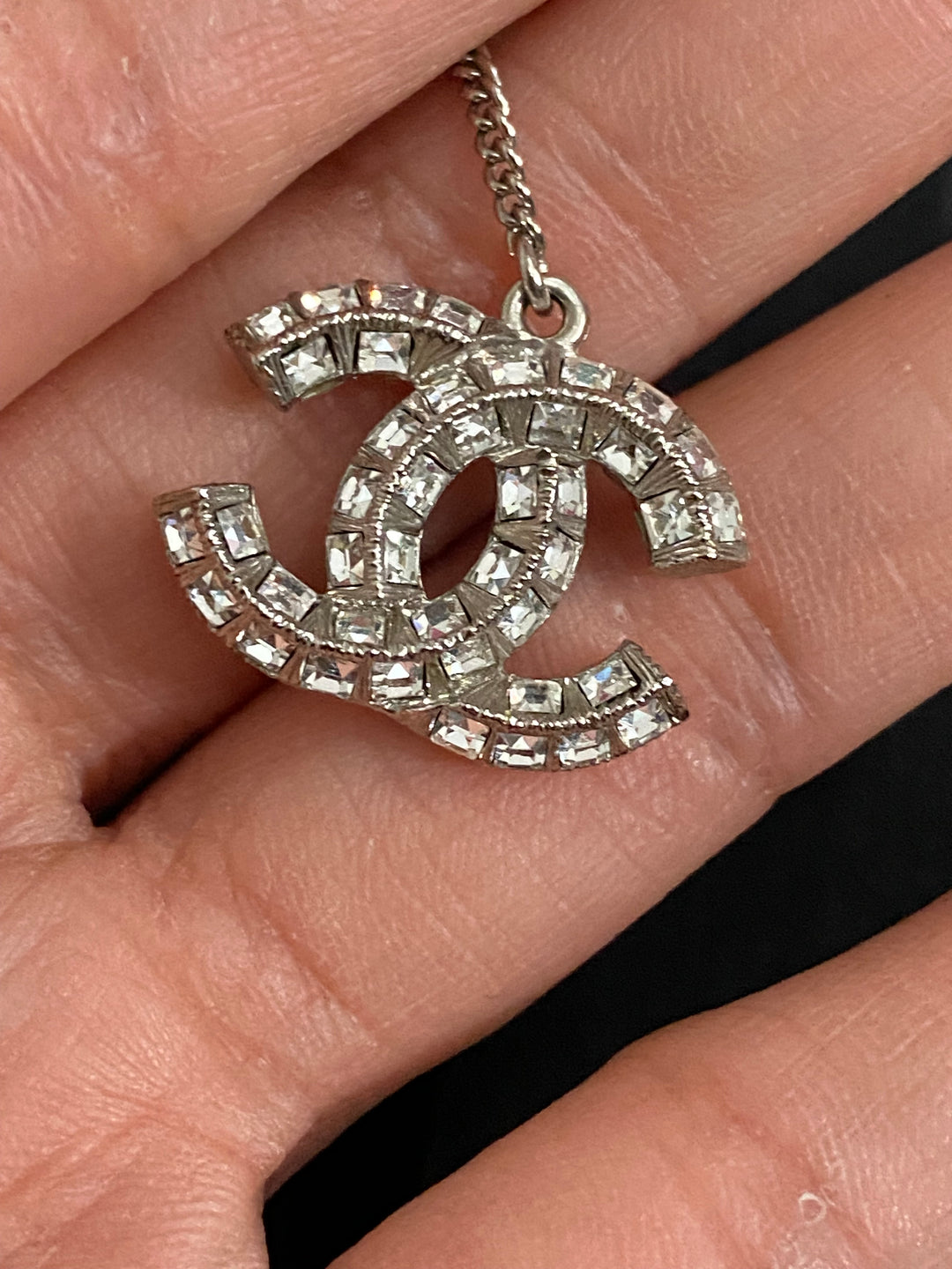 Chanel Crystal Earrings Silver Hardware