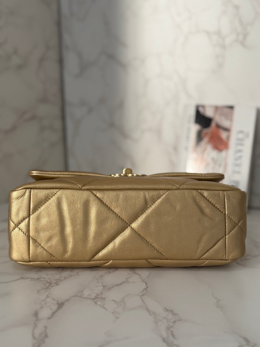 CHANEL series 30 2020 Gold metallic Goatskin 19 size Small with Mixed Hardware