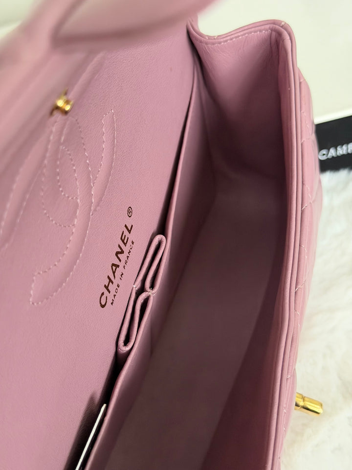 CHANEL series 21 Mauve Pink Purple Lambskin LGHW Medium ML Timeless Classic Double Flap Bag 2015
