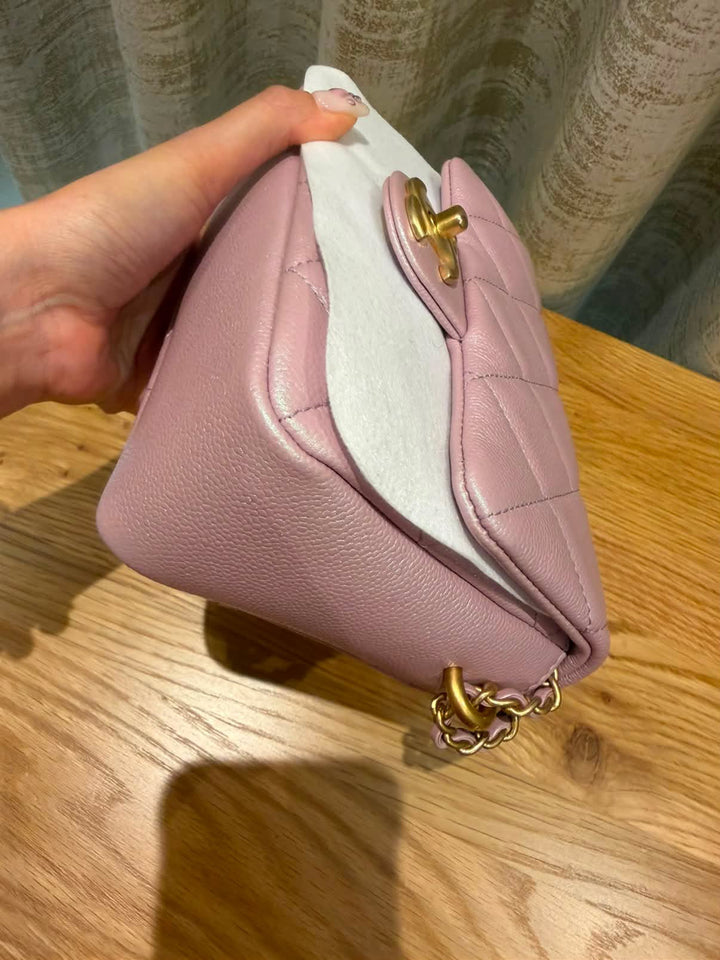 CHANEL 21K iridescent pink caviar aged GHW Adjustable chain My Perfect Mini Flap Bag 2021