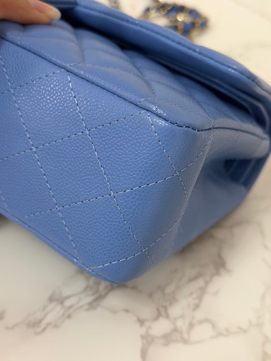 CHANEL 25C 2025 Periwinkle Blue Caviar LGHW Medium ML Timeless Classic Double Flap Bag