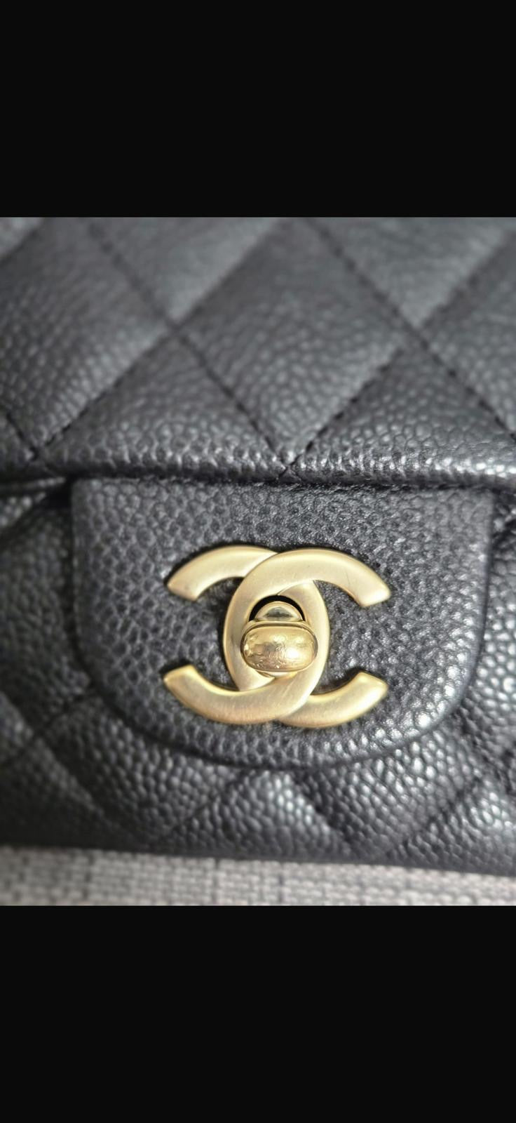 CHANEL series 20 Black Caviar Brushed GHW Mini rectangular Flap Bag
