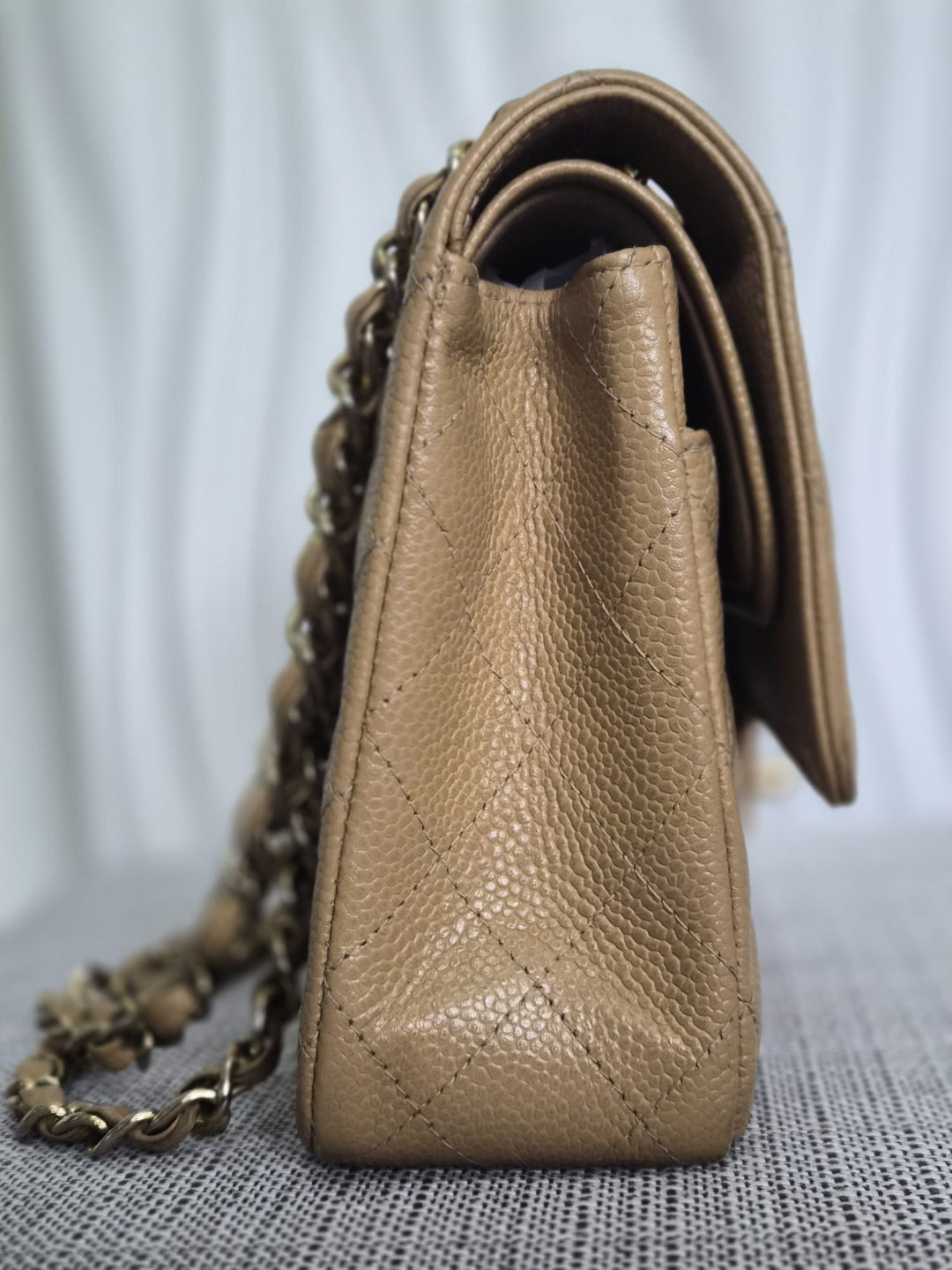 CHANEL Series 9 Vintage Dark Beige Caviar 24K GHW Medium Timeless Classic Double Flap Bag