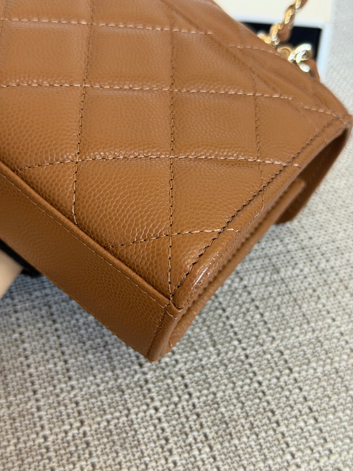 CHANEL 26P Brown Caviar LGHW Top Handle Vanity