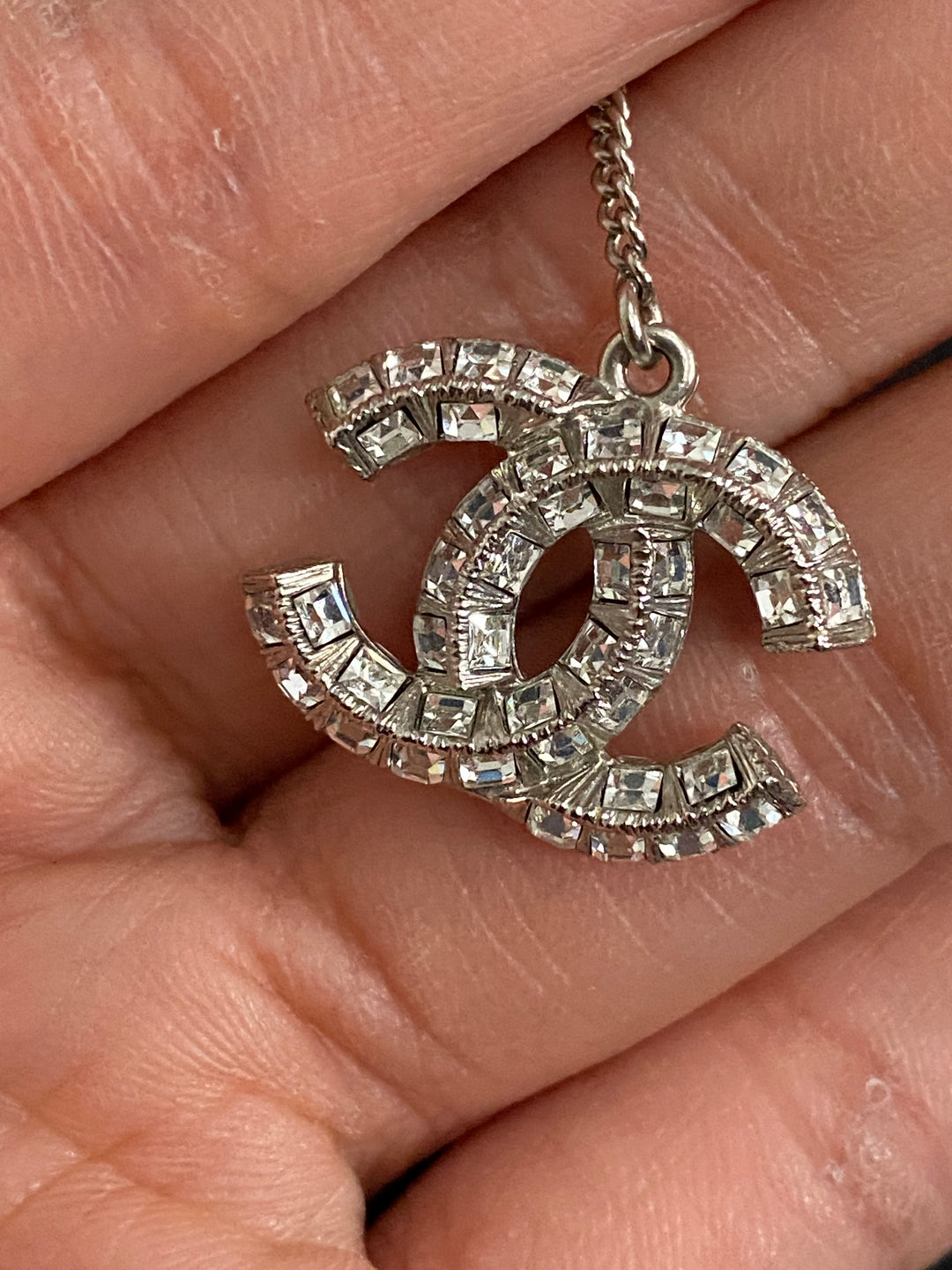 Chanel Crystal Earrings Silver Hardware