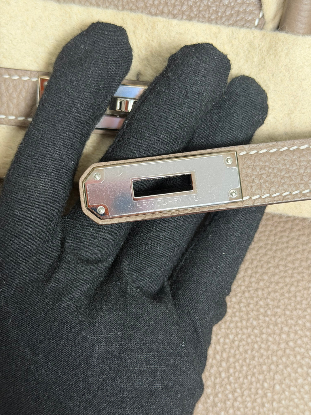 Hermès Etoupe Togo Leather PHW Birkin 30 Stamp A 2017