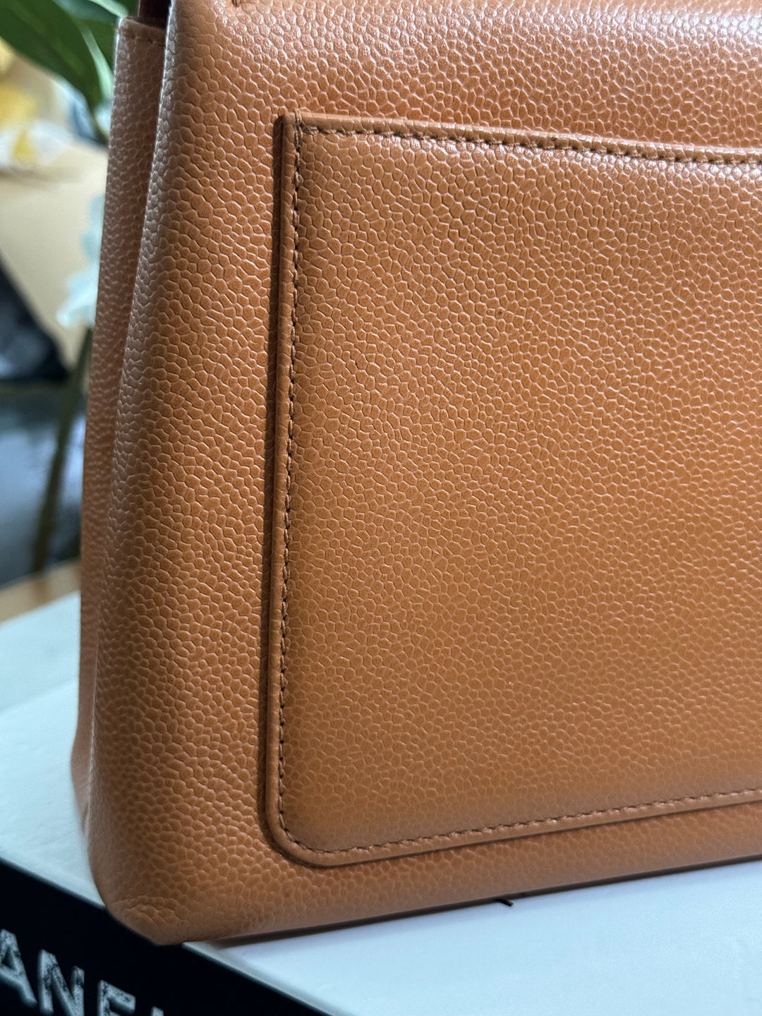 Chanel series 5 circa 1999 Kelly Top Handle Flap 24K GHW in Orange Caviar A12391