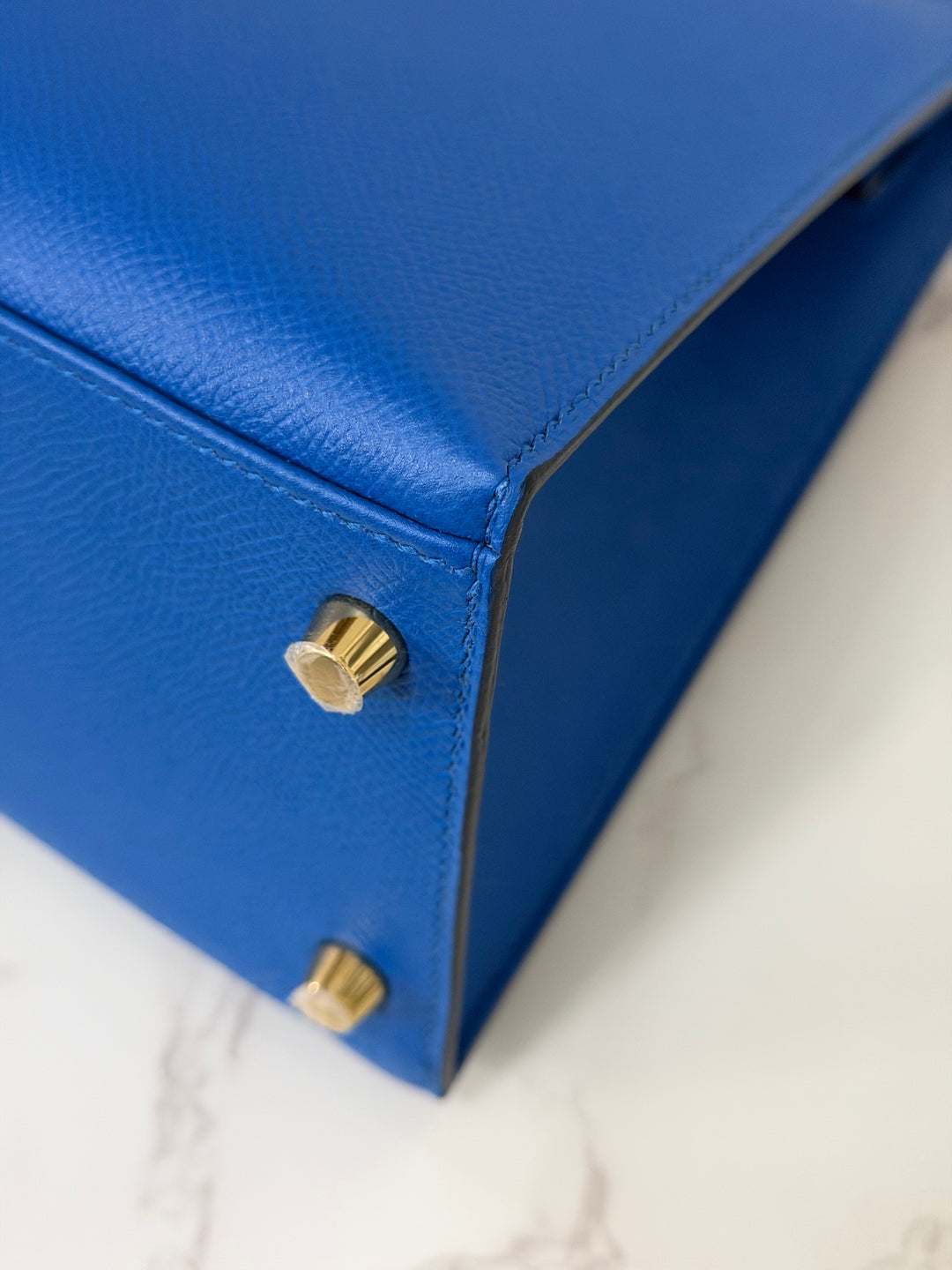 Hermes Blue Hydra Epsom Sellier Kelly 28 GHW Stamp C 2018