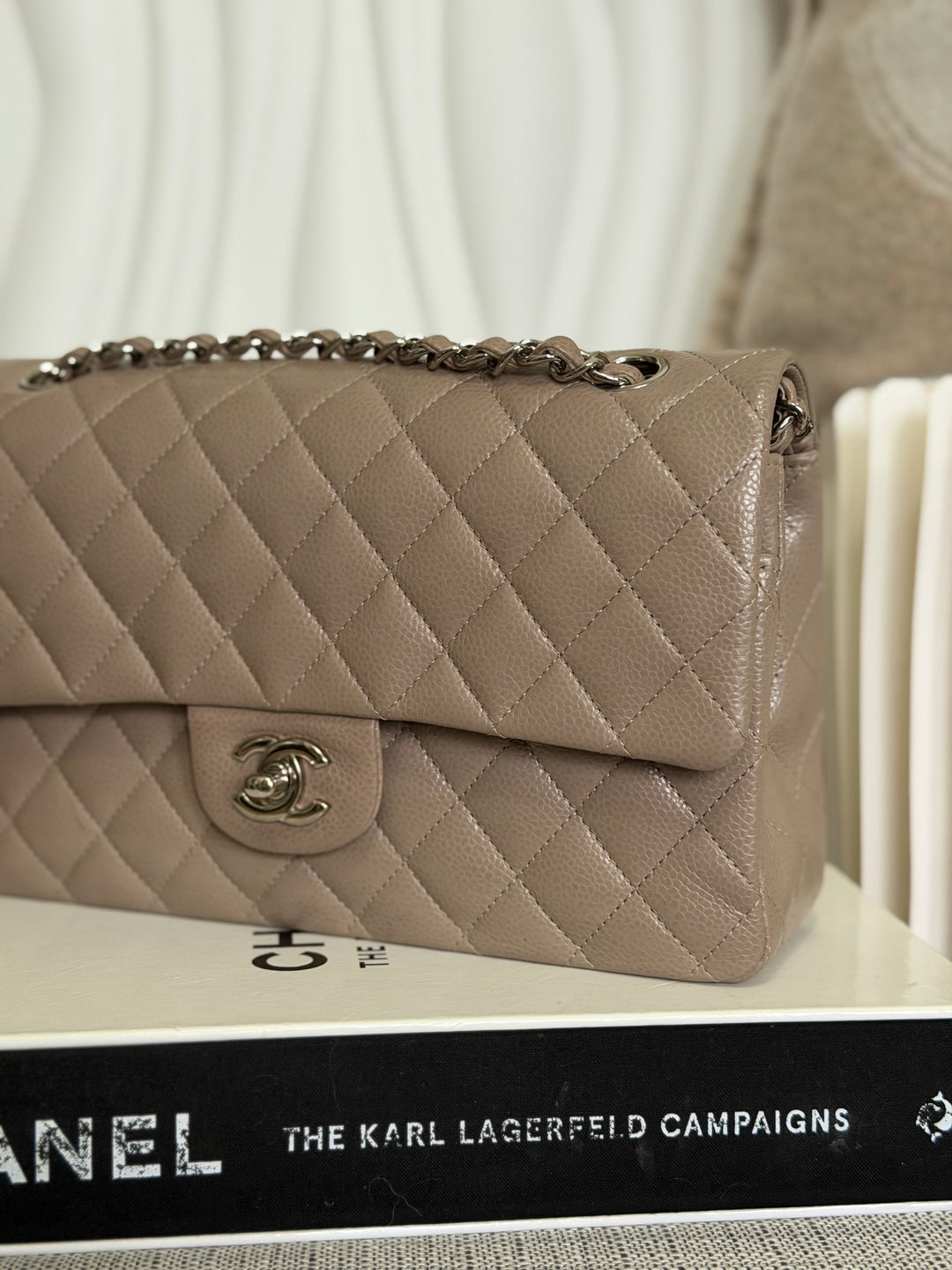 CHANEL series 20 15B Taupe Caviar SHW Medium ML Timeless Classic Double Flap Bag