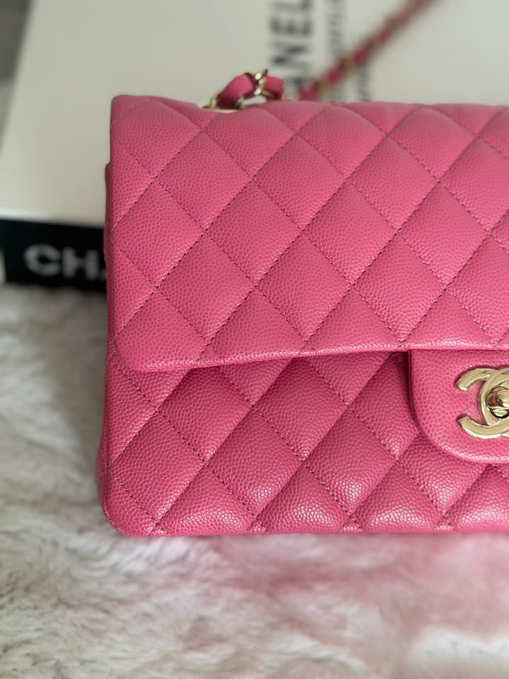 CHANEL series 27 19C Barbie Pink Caviar LGHW 11.12 Medium M/L Timeless Classic Double Flap Bag
