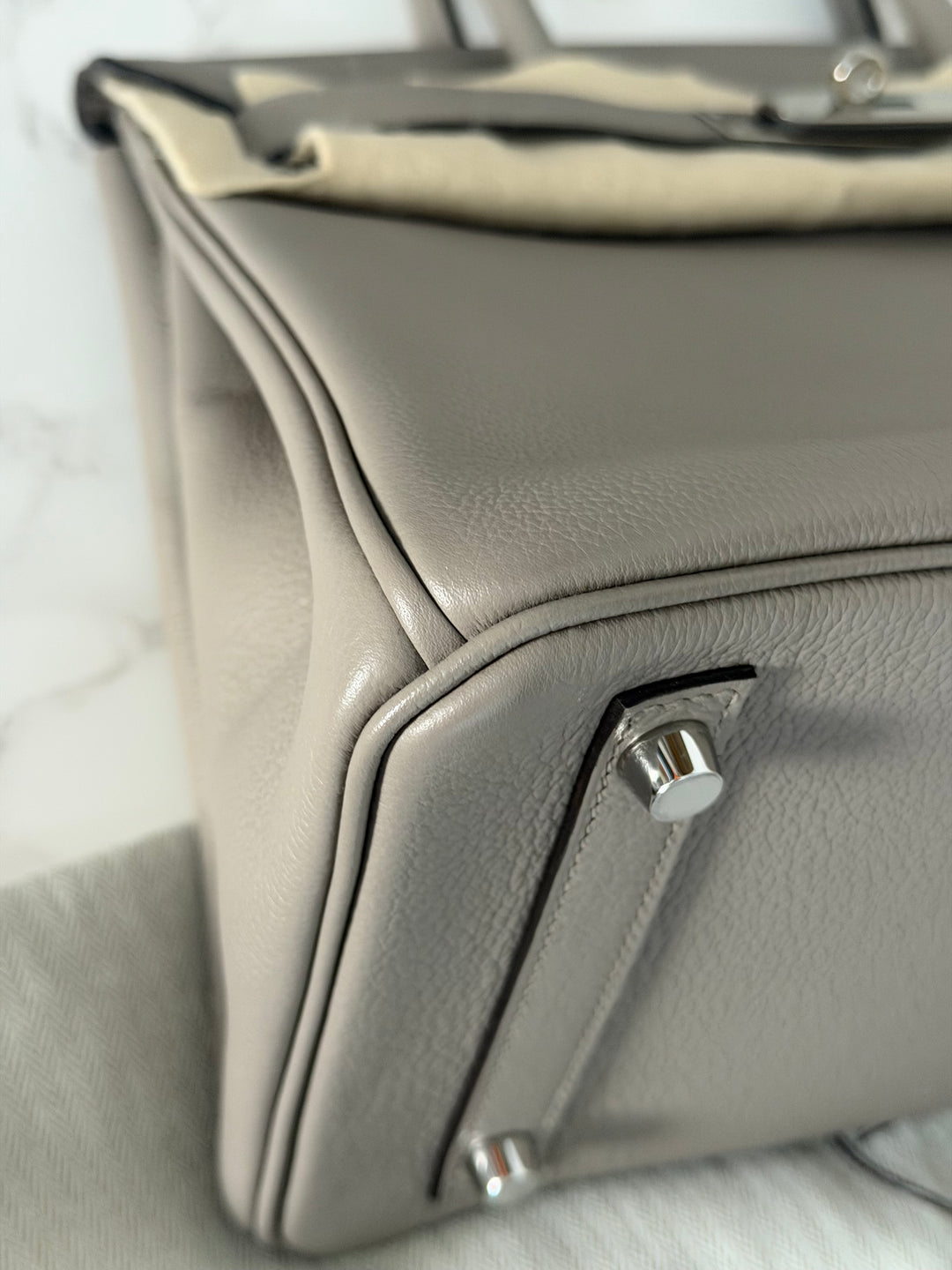 HERMES Gris Asphalt Leather Birkin 30 Bag Palladium Hardware Stamp D 2019