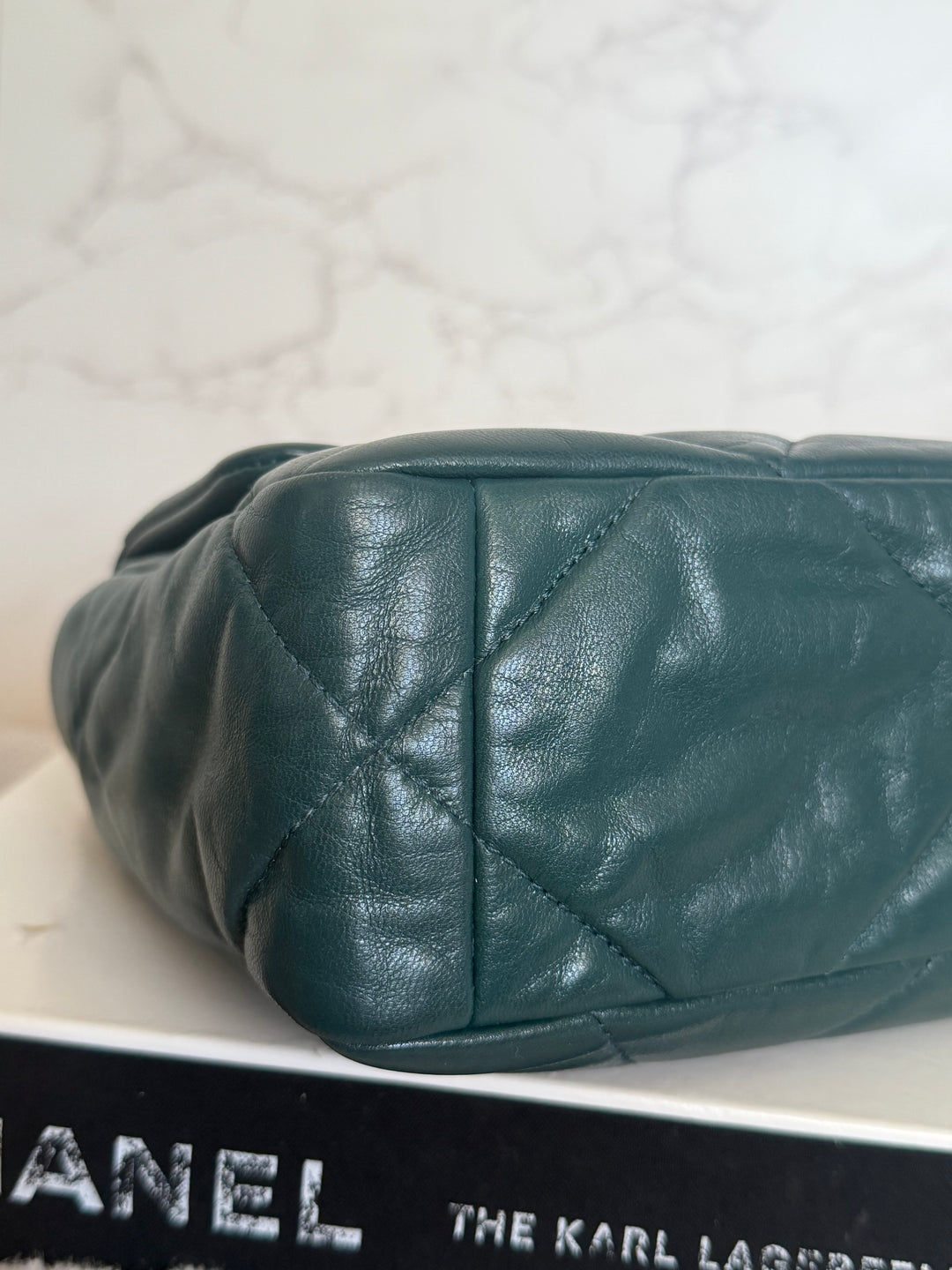 CHANEL 19 size SMALL in 20B Teal Dark Green Goat skin mixed hardware 2020