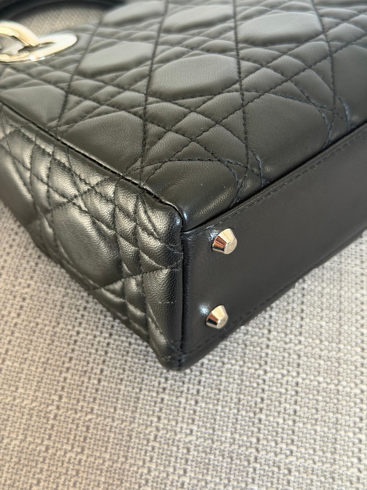 DIOR Lady Dior Mini Vintage Black Lambskin Silver hardware SHW 2006
