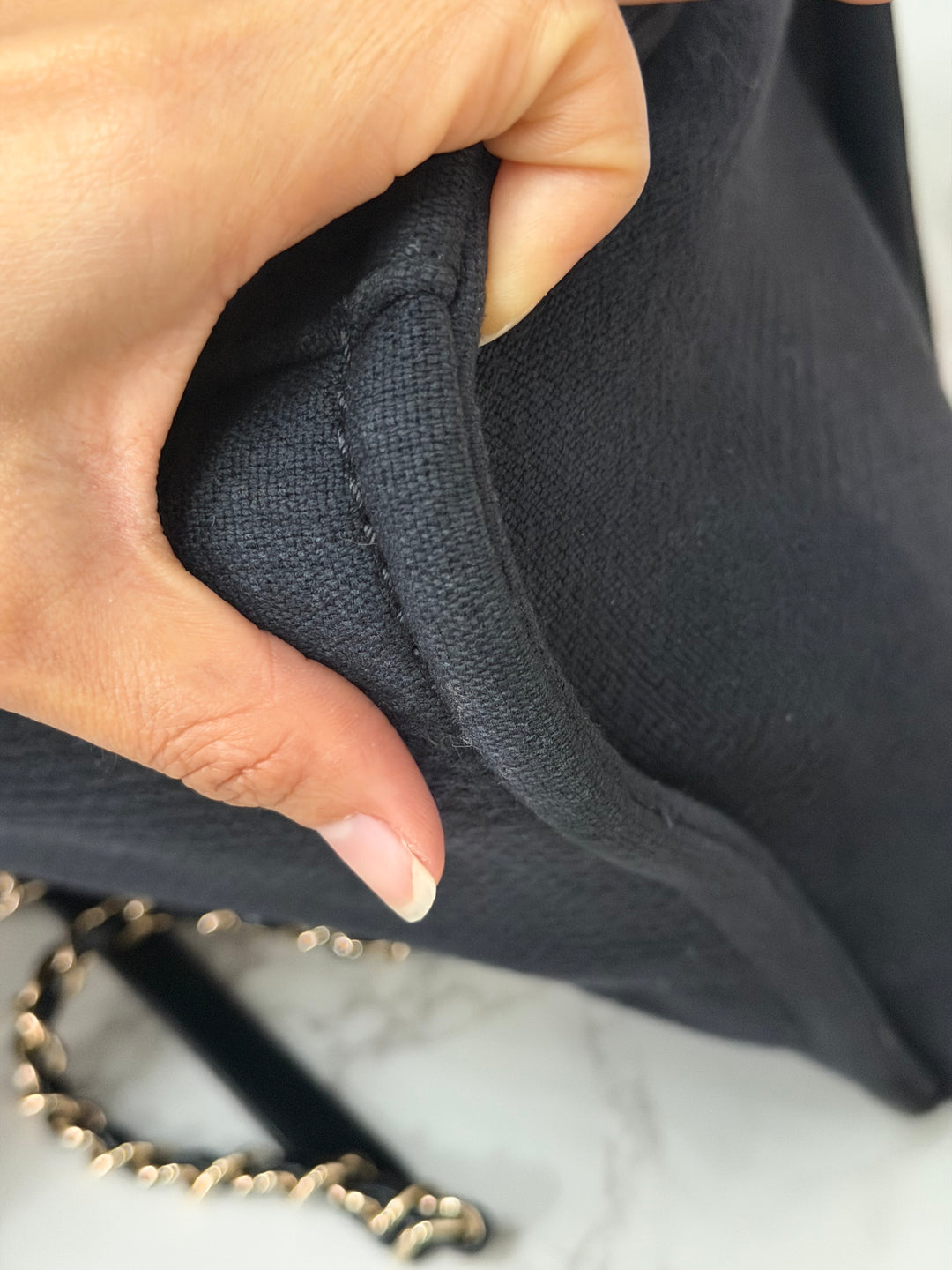 CHANEL 22B 2022 Black Tweed Deauville Tote size Small with Top Handle LGHW and Detachable Pouch