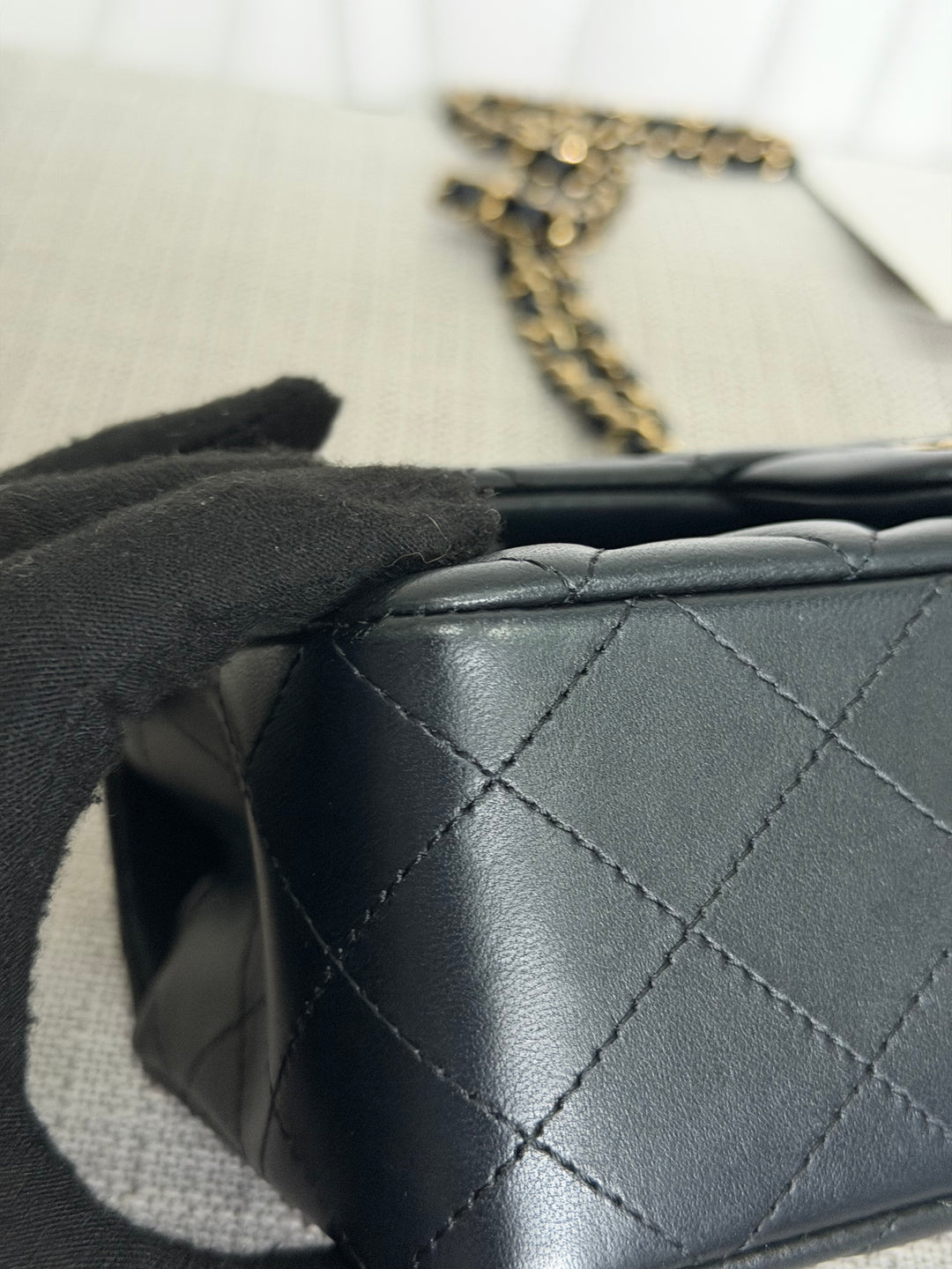 CHANEL Black Lambskin LGHW Mini Rectangular Flap Bag 2025