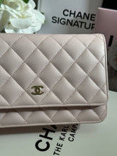 Load image into Gallery viewer, Chanel 22P 2022 Pre Spring/Summer Collection Light Sakura Pink Caviar LGHW Timeless Classic Wallet on chain (WOC)
