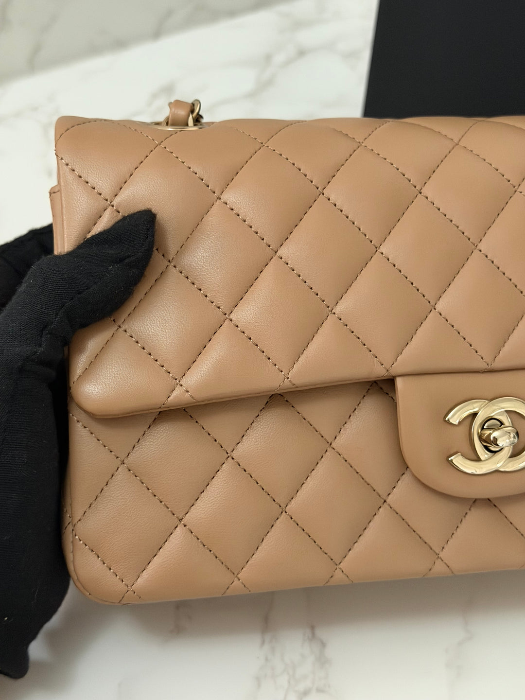 CHANEL 22K collection 2022 Dark Beige Lambskin LGHW Medium ML Timeless Classic Double Flap Bag