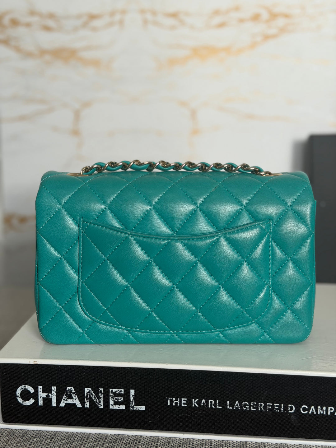 CHANEL series 23 Turquoise Lambskin LGHW Mini Rectangular Flap Bag 2016