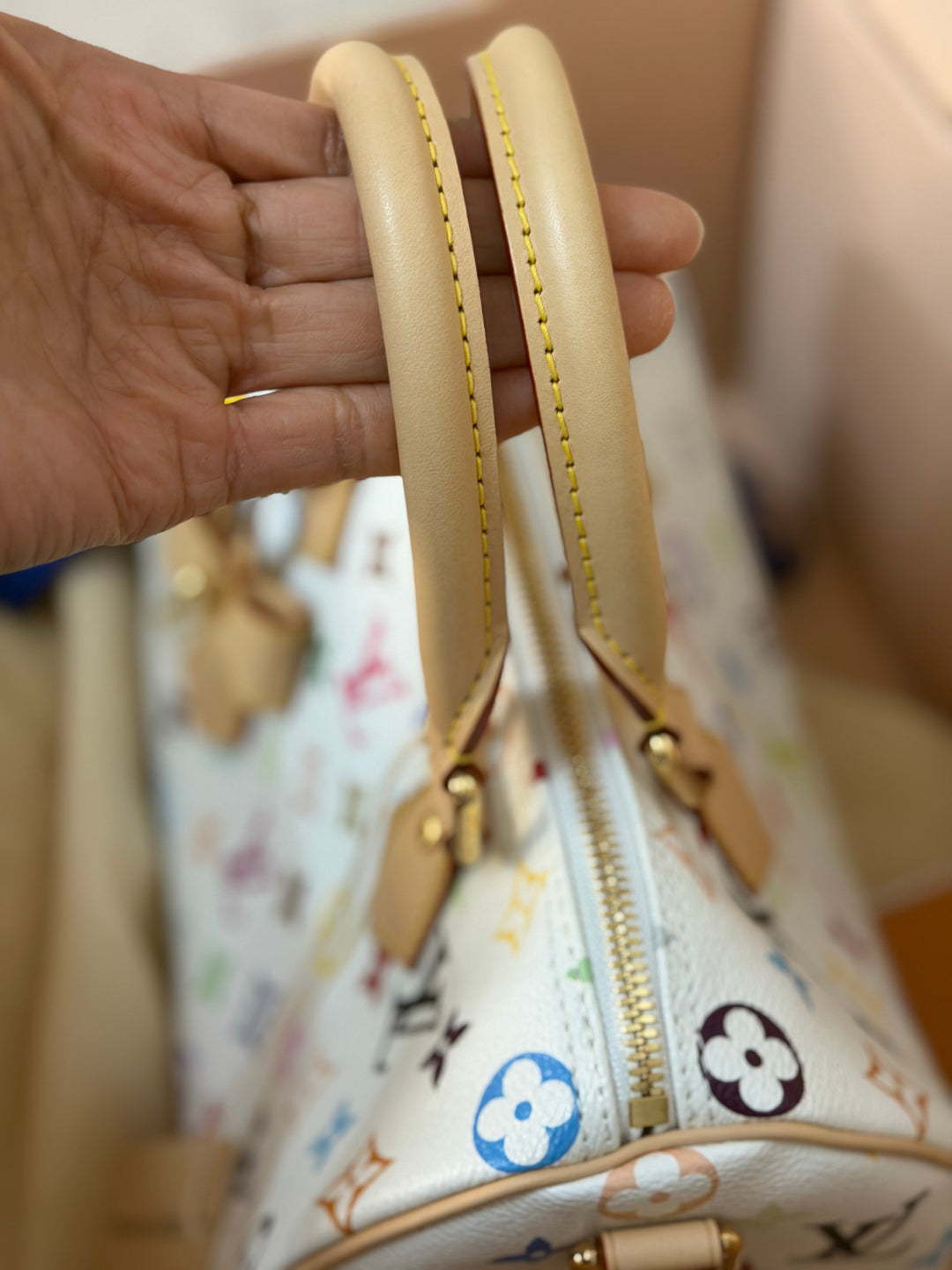 LOUIS VUITTON LV TM x LV Takashi Murakami Blanc White Multicolored Monogram canvas Speedy Bandouliere 25