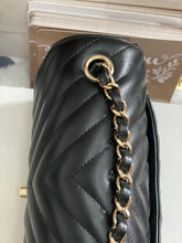 Load image into Gallery viewer, Chanel series 26 (2018) Black Lambskin Chevron LGHW Mini rectangular Flap Bag
