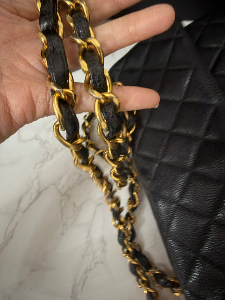 Chanel Series 7 24K GHW Black Caviar Vintage Jumbo Single Flap Bag 2008/2009