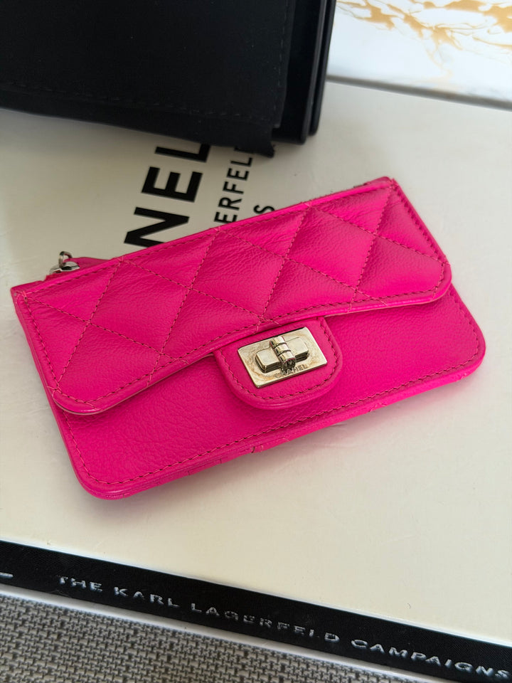 CHANEL Neon Pink SHW Reissue Card Holder 2018