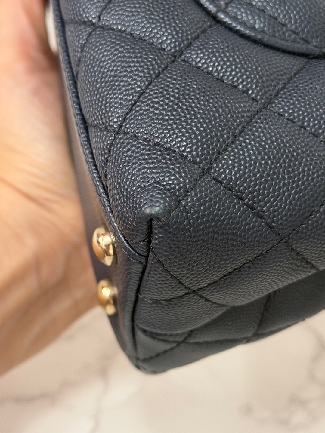 CHANEL series 30 2020 Navy Blue Caviar LGHW Small Coco Handle Flap Bag with Detachable Strap