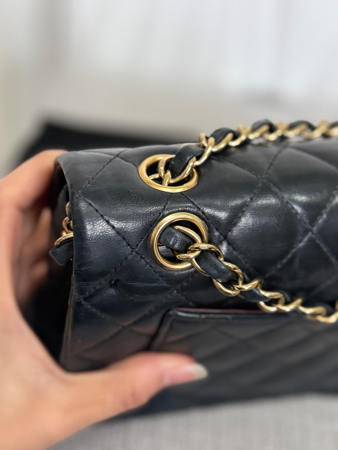 CHANEL series 11 Black Lambskin 24K GHW Vintage Small classic double flap bag 2007/2008