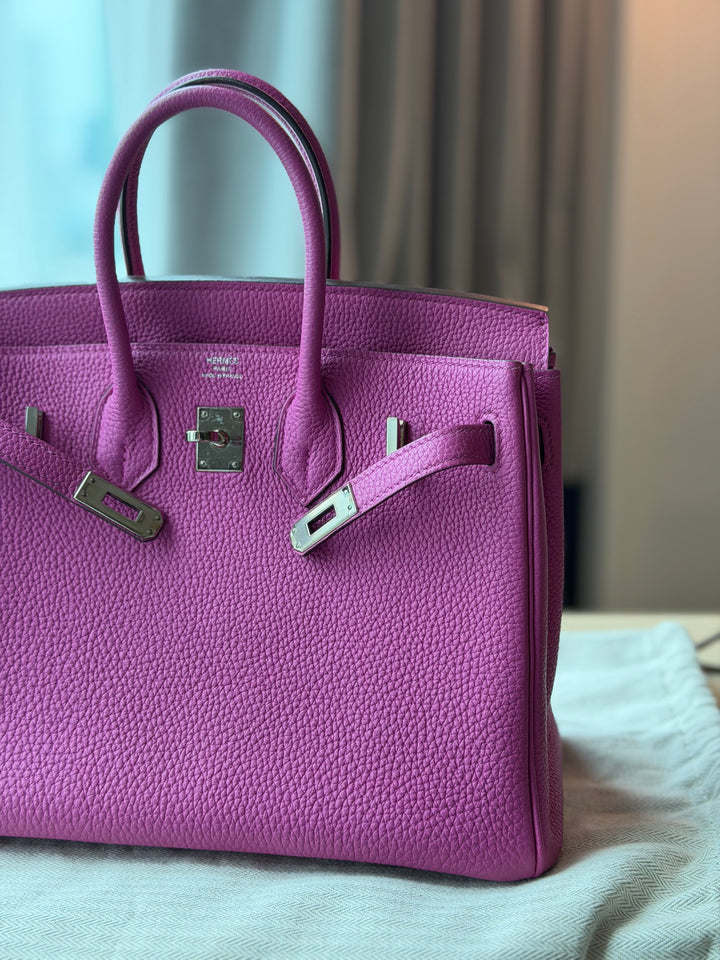 HERMÈS Rose Pourpre Togo Leather PHW Birkin 25 stamp C 2017