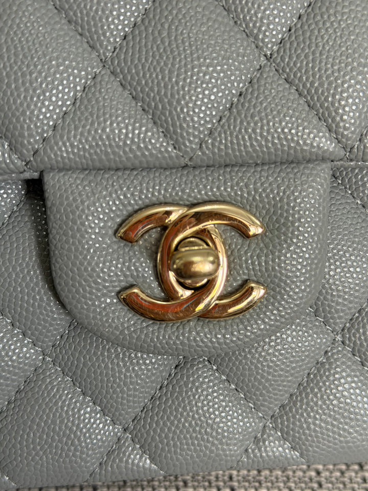 CHANEL Series 29 20C collection 2020 Grey caviar LGHW Small Timeless Classic double flap bag