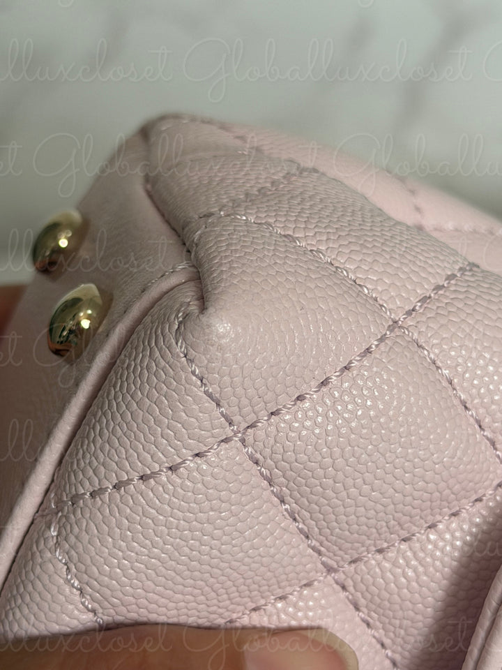 CHANEL 22P Light Pink Sakura Caviar LGHW Coco handle Flap Bag With detachable strap size Small 2022