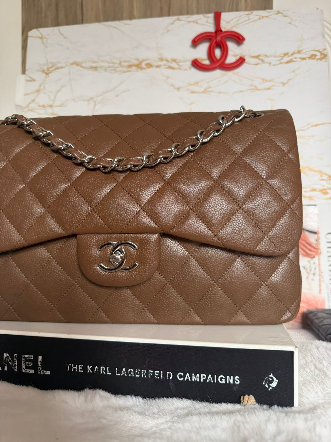 CHANEL series 15 Brown Caviar SHW Jumbo Classic Double Flap Bag 2011