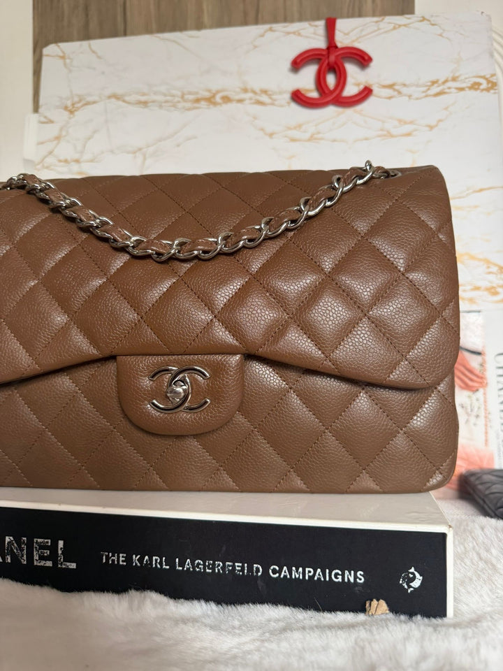 CHANEL series 15 Brown Caviar SHW Jumbo Classic Double Flap Bag 2011