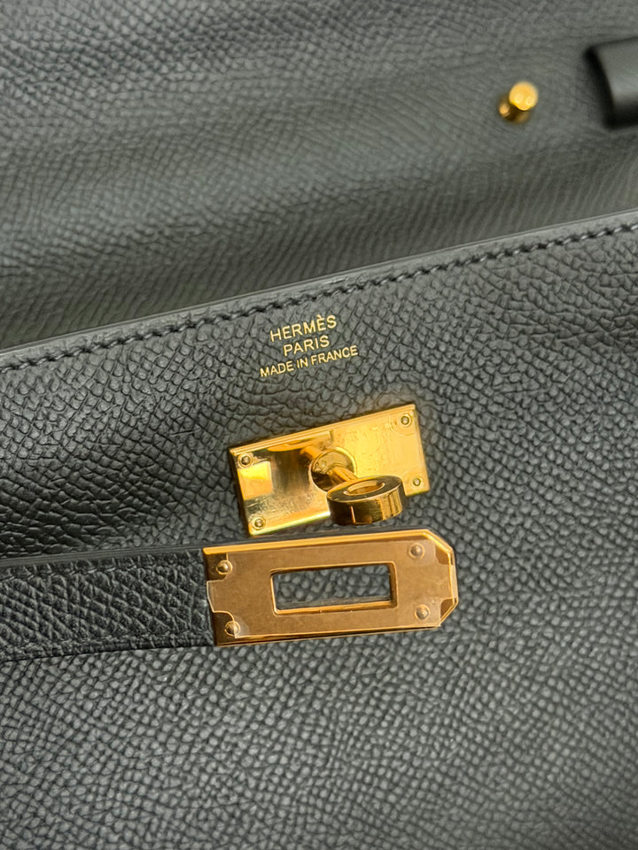 HERMES Noir Black Epsom Leather GHW Kelly To Go Stamp Z 2021