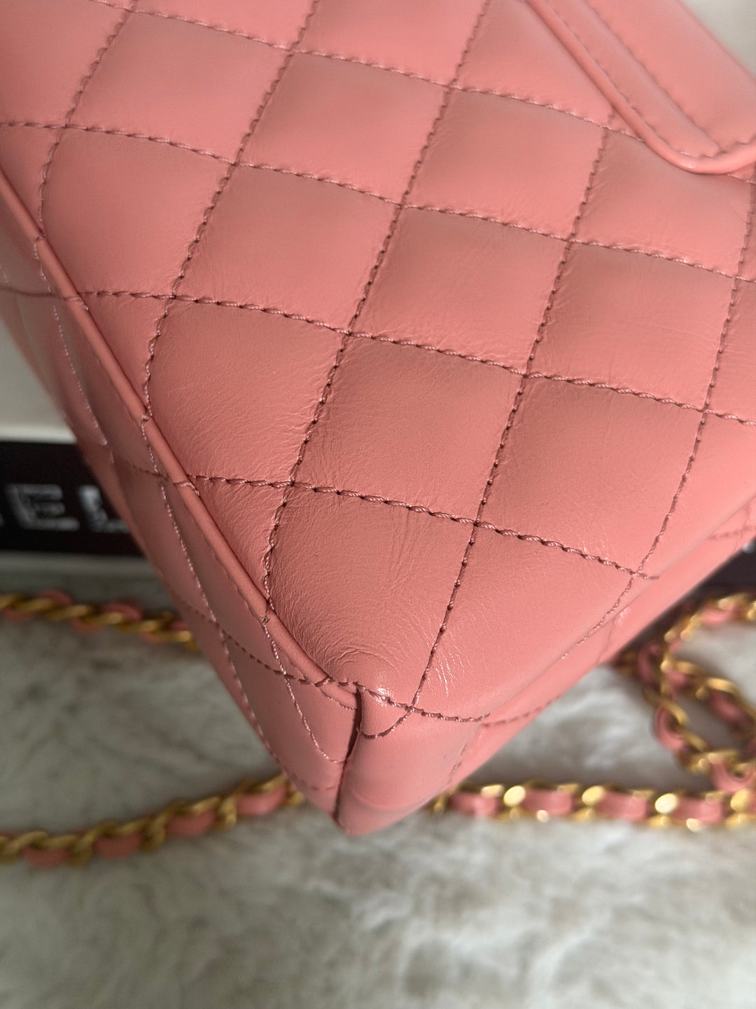 CHANEL Pink Calf skin aged GHW Kelly Shopping Tote Bag size Small 19 cms