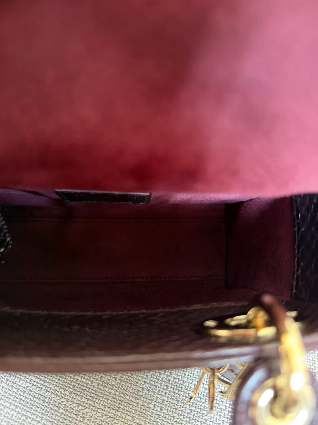 Dior Lady Dior MINI Burgundy Dark Red Python Leather 2018 LGHW