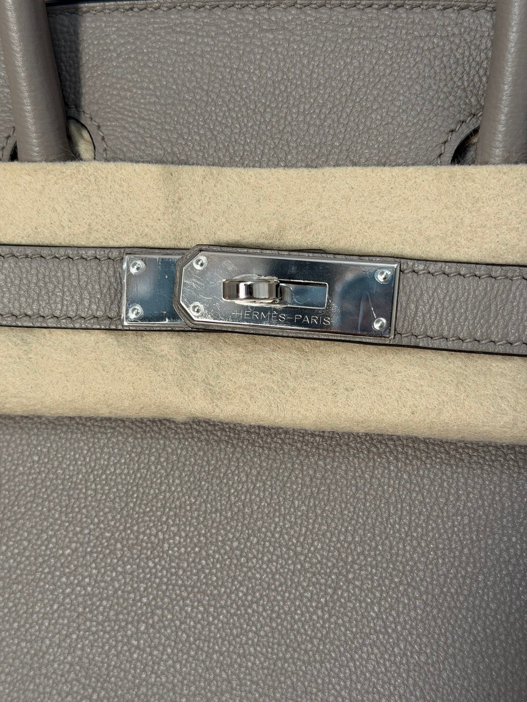 HERMES Gris Asphalt Leather Birkin 30 Bag Palladium Hardware Stamp D 2019