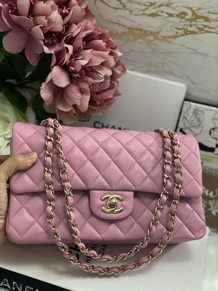 CHANEL 22S 2022 Dark Pink Caviar LGHW Medium ML Timeless Classic Double Flap Bag