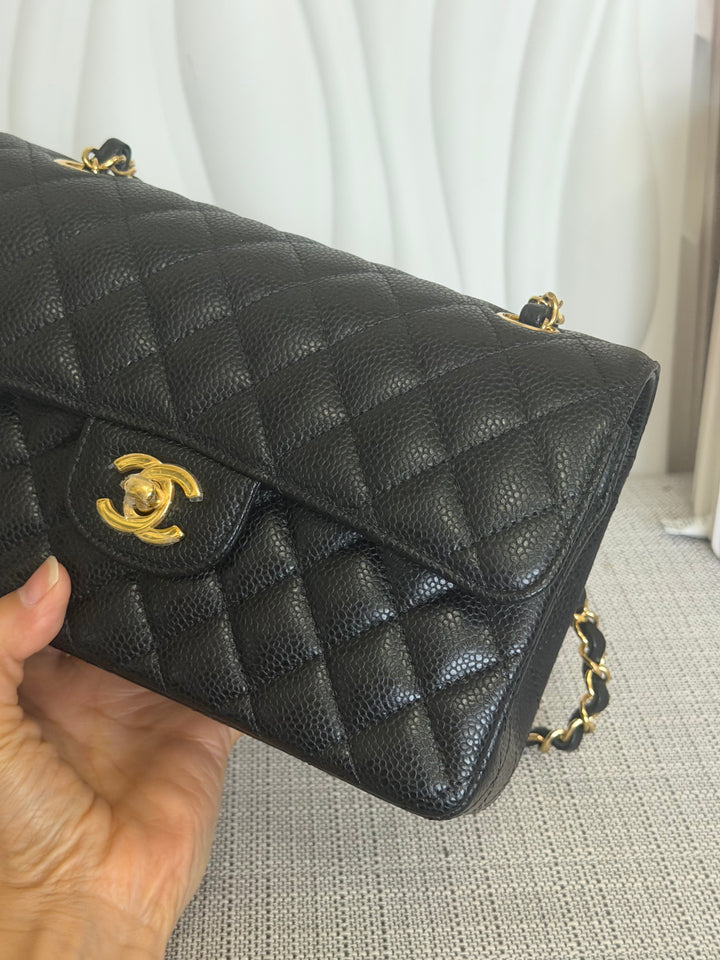 CHANEL Black Caviar GHW SMALL Timeless Classic Double Flap Bag 2022