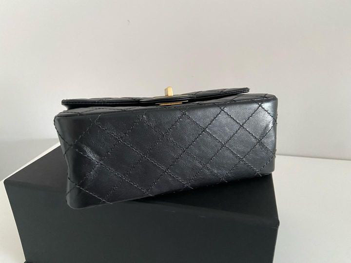 Chanel series 28 (2019) Black Calf skin Aged GHW Mini Reissue Flap Bag