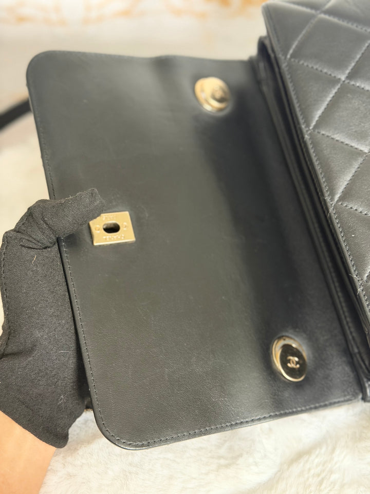 CHANEL Black Lambskin LGHW Trendy CC Flap Bag size SMALL with Non detachable Shoulder strap 2023