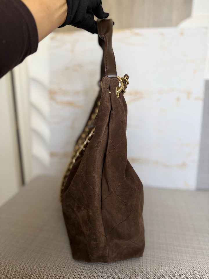 CHANEL 26C Brown Suede Maxi Hobo Bag 2026