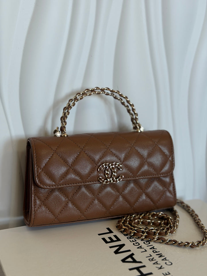 CHANEL 26P Brown Caviar LGHW Top Handle Vanity