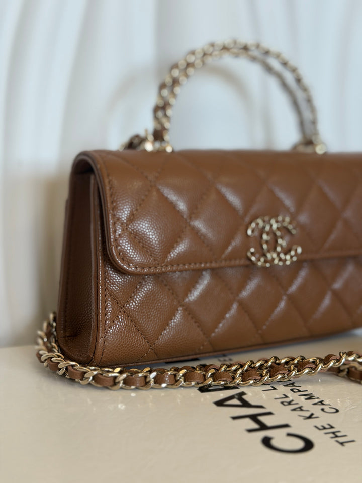 CHANEL 26P Brown Caviar LGHW Top Handle Vanity