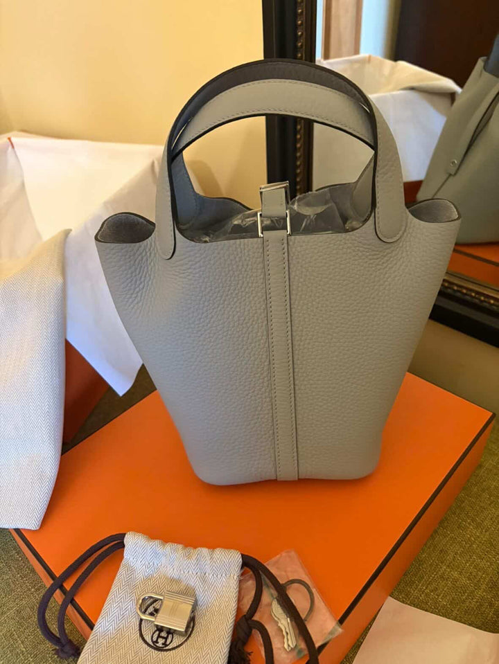 Hermès Picotin 18 in Blue Glacier with palladium hardware