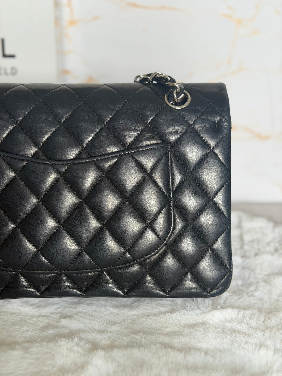 CHANEL series 12 Black Lambskin SHW Medium ML Timeless Classic Double Flap Bag 2011