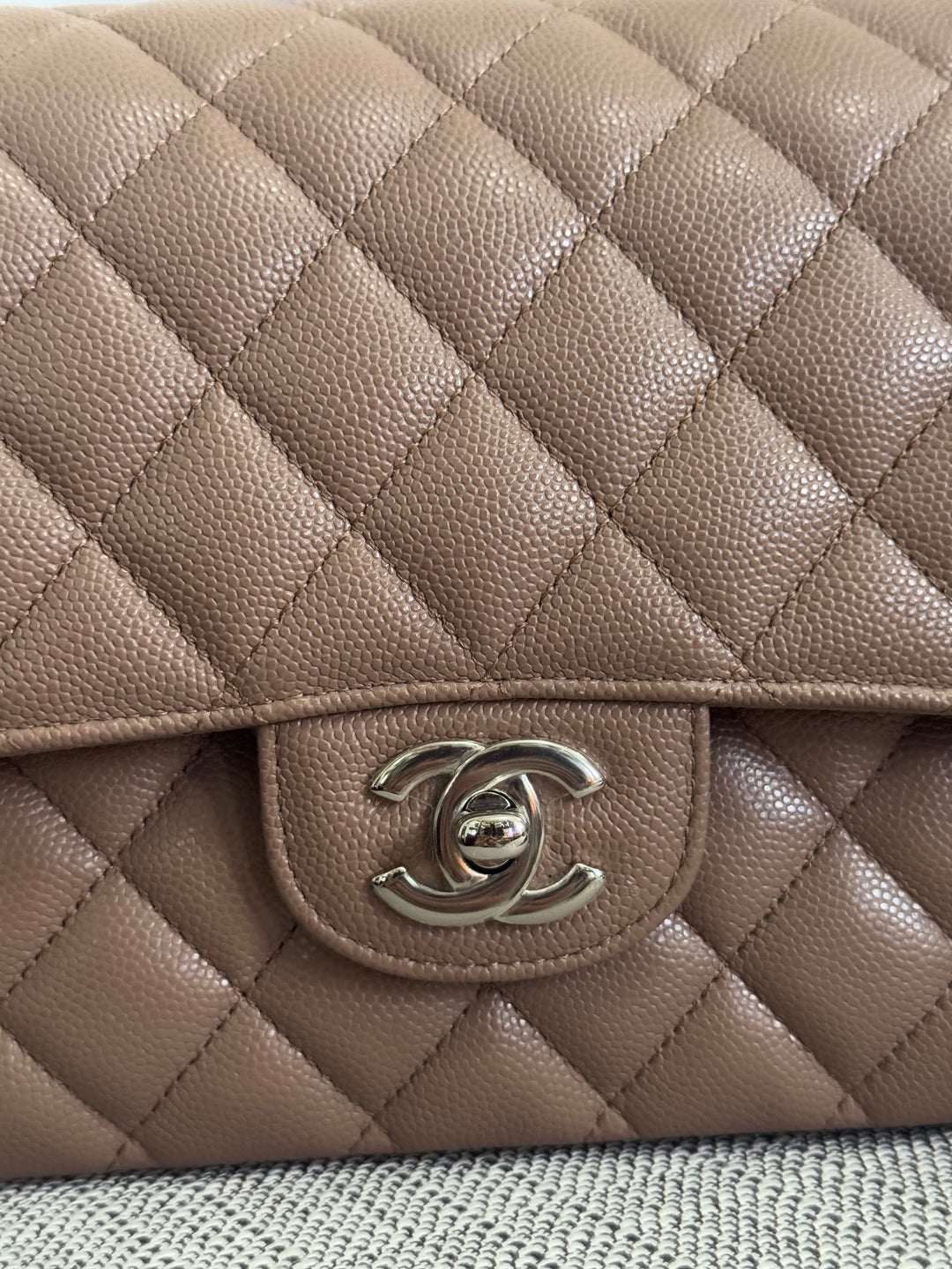 Chanel series 24 17B 2017 Fall/Winter Collection Taupe Caviar SHW Medium ML Timeless Classic Double Flap Bag