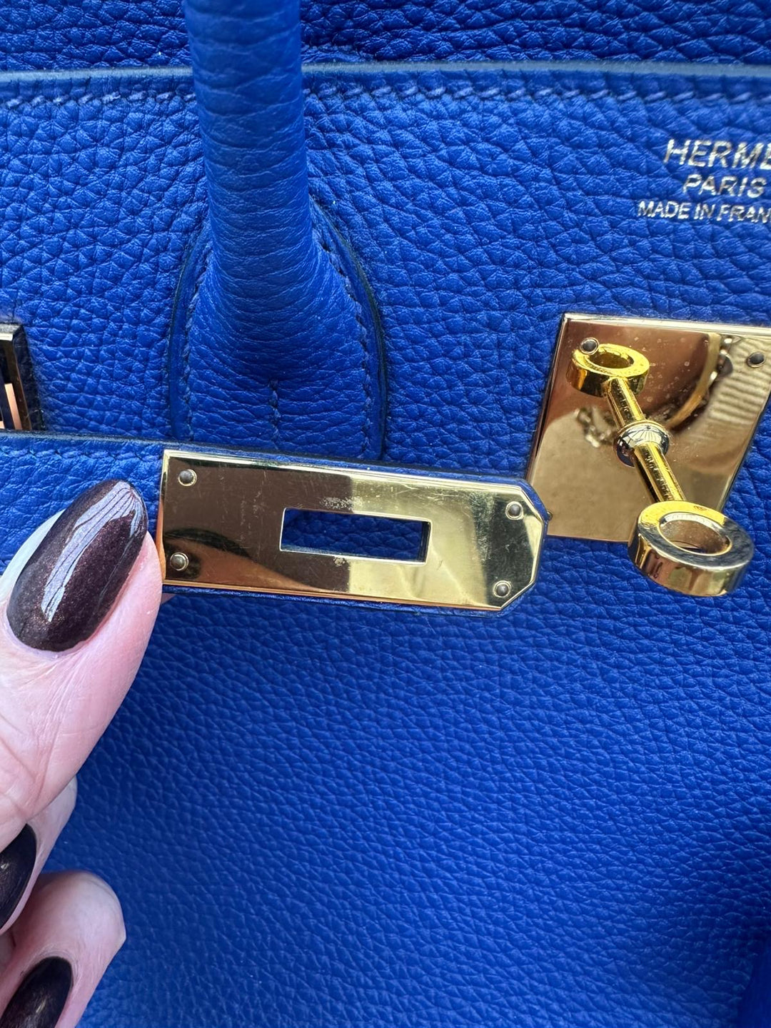 Hermes Birkin 30 Bleu Electric Togo Leather GHW Stamp T 2015 Bag